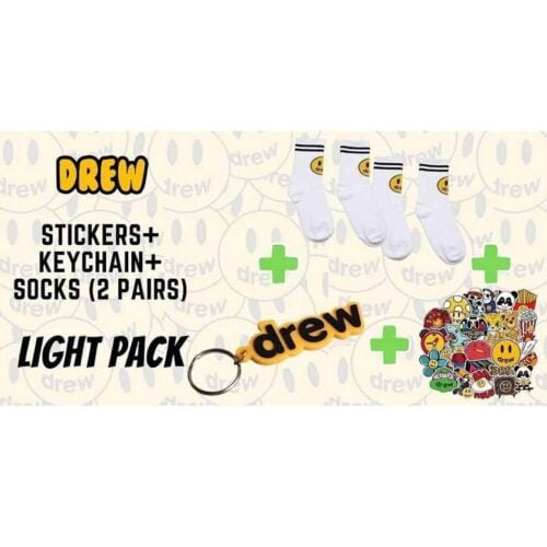 Drew Light Pack: Stickers + Keychain + Socks (2 Pairs)