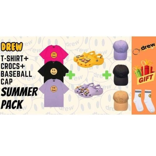 Drew Summer Pack: T-Shirt (A43) + Crocs (A79) + Baseball Cap (A81) + FREE Socks & Keychain