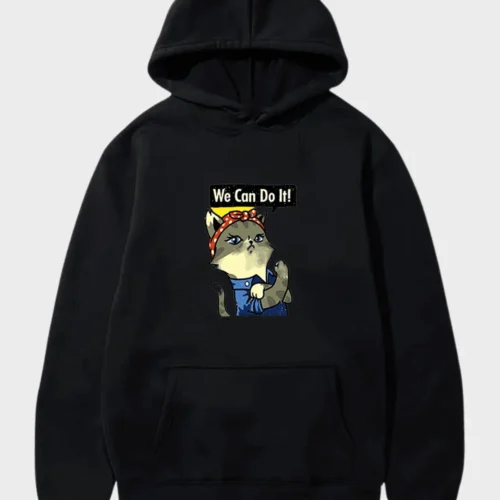 “We Can Do It!”Cat Hoodie #2